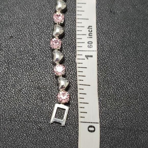 Avon silver tone pink heart earrings and bracelet - Picture 8 of 10
